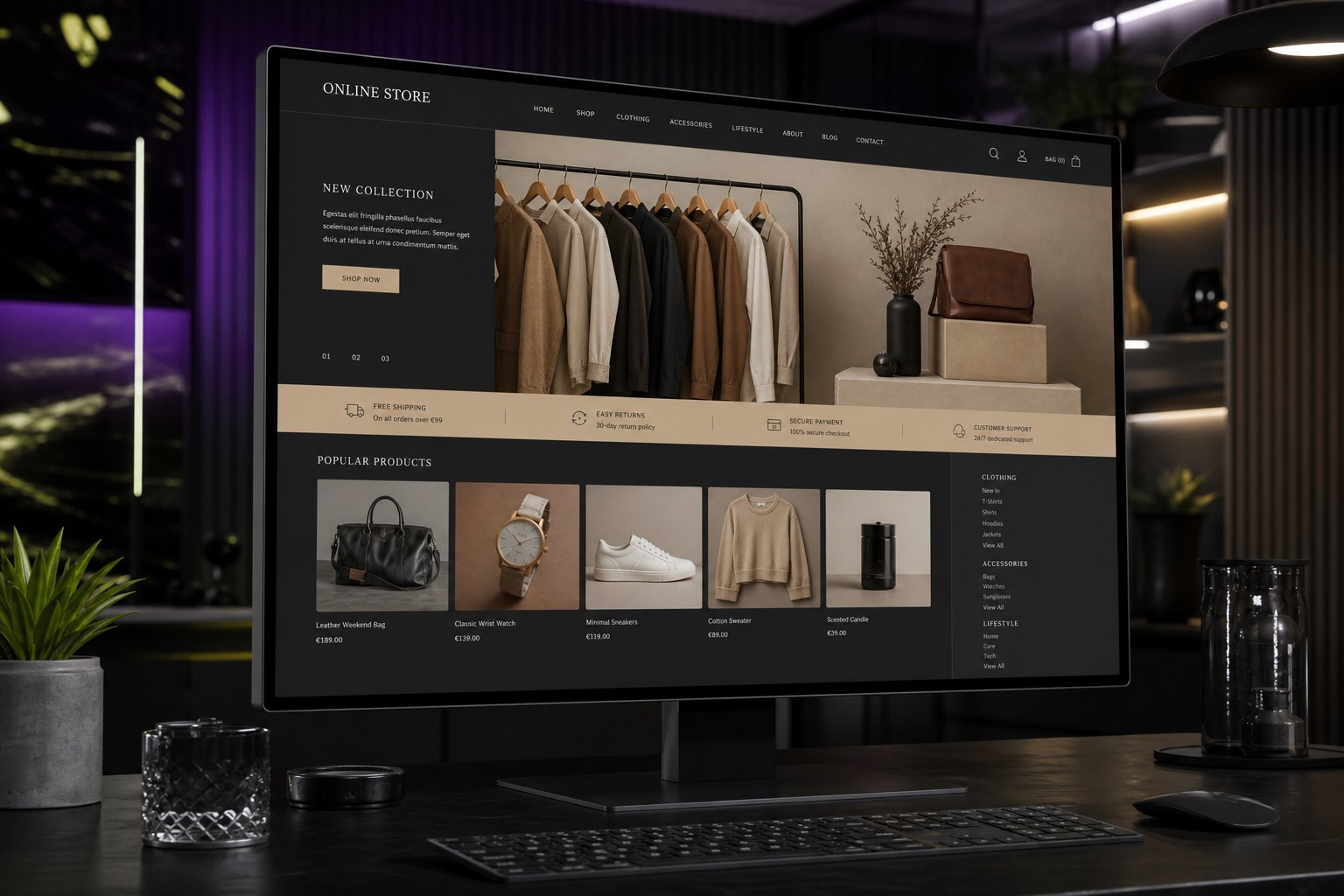 Realistický náhľad moderného WooCommerce internetového obchodu